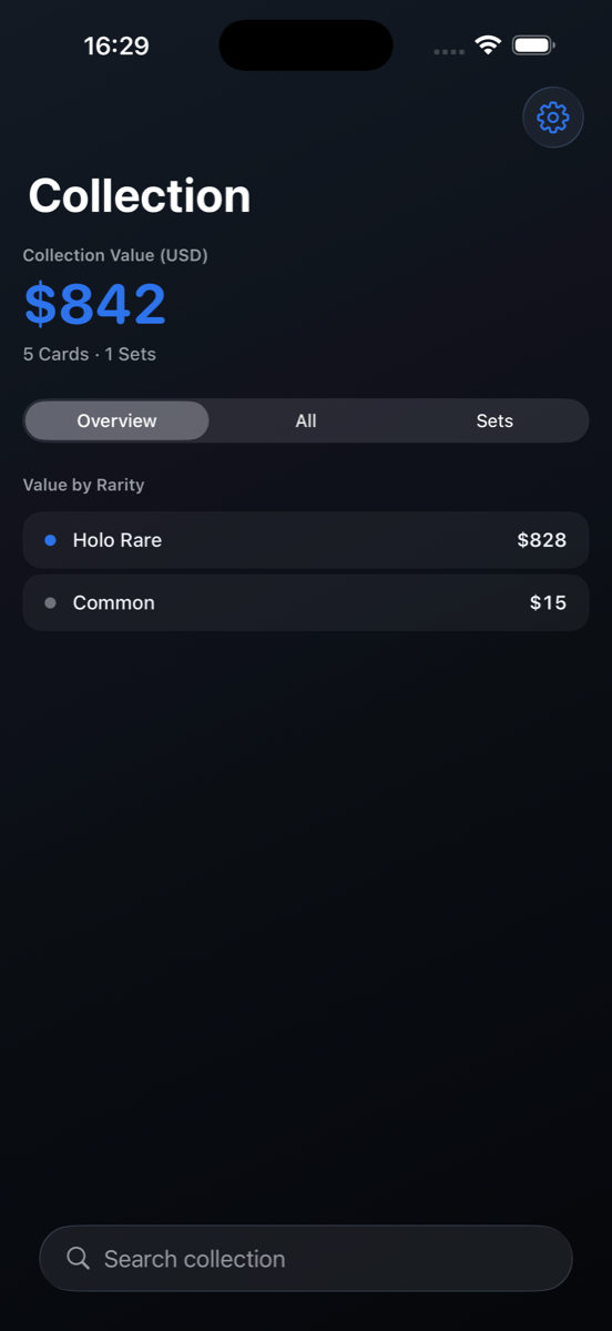 Card Scanner collection with total value
