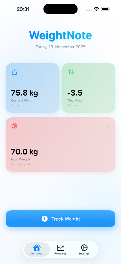 Weightnote screenshot 1